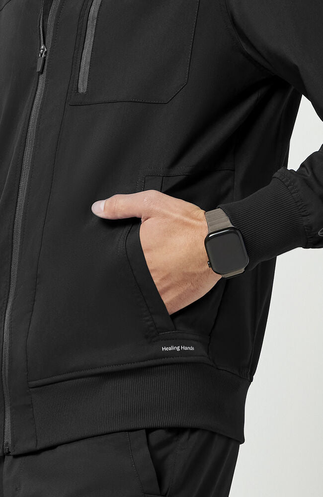 Healing Hands | Men's Jonathan Bomber Solid Scrub Jacket