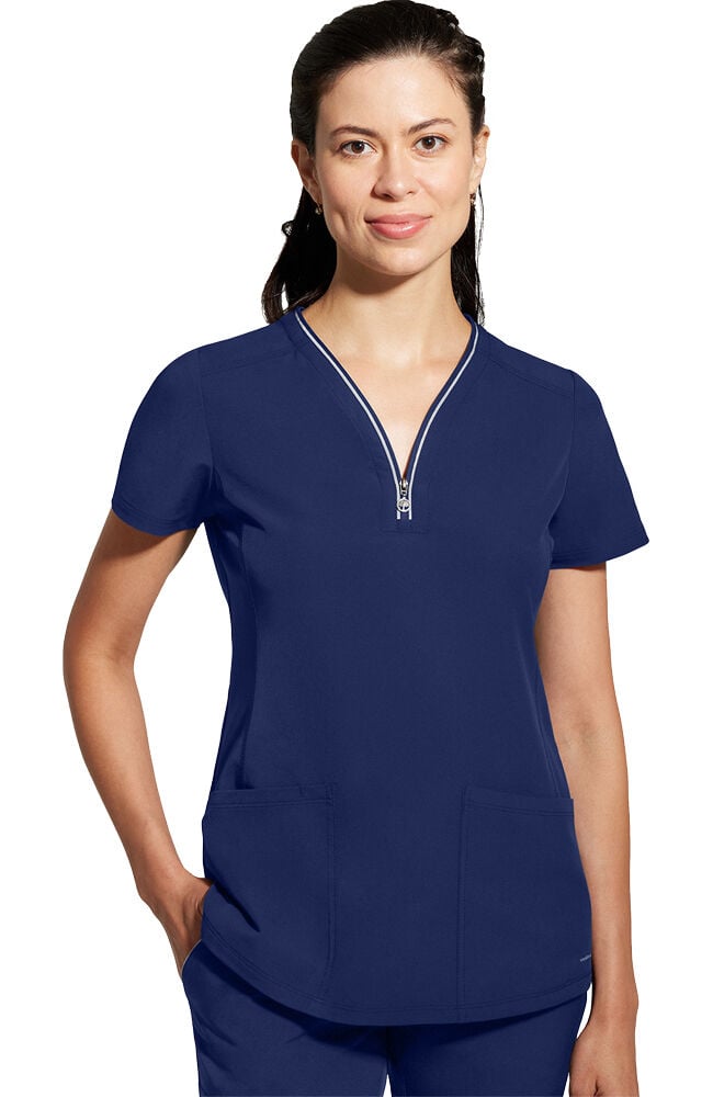 Women's Sonia Zip Y-Neck Scrub Top – Healing Hands