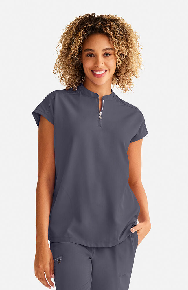 Women's Sandy Zip Mandarin Collar Scrub Top – Healing Hands