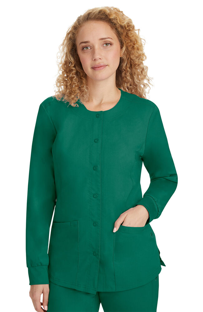 Women's Daisy Snap Front Warm-Up Solid Scrub Jacket – Healing Hands