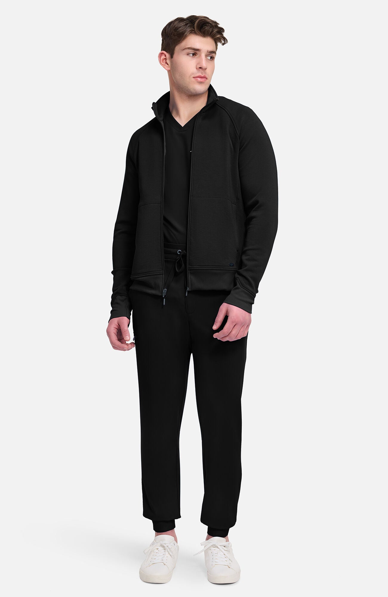 Men's Zip Front Raglan Knit Scrub Jacket – Healing Hands