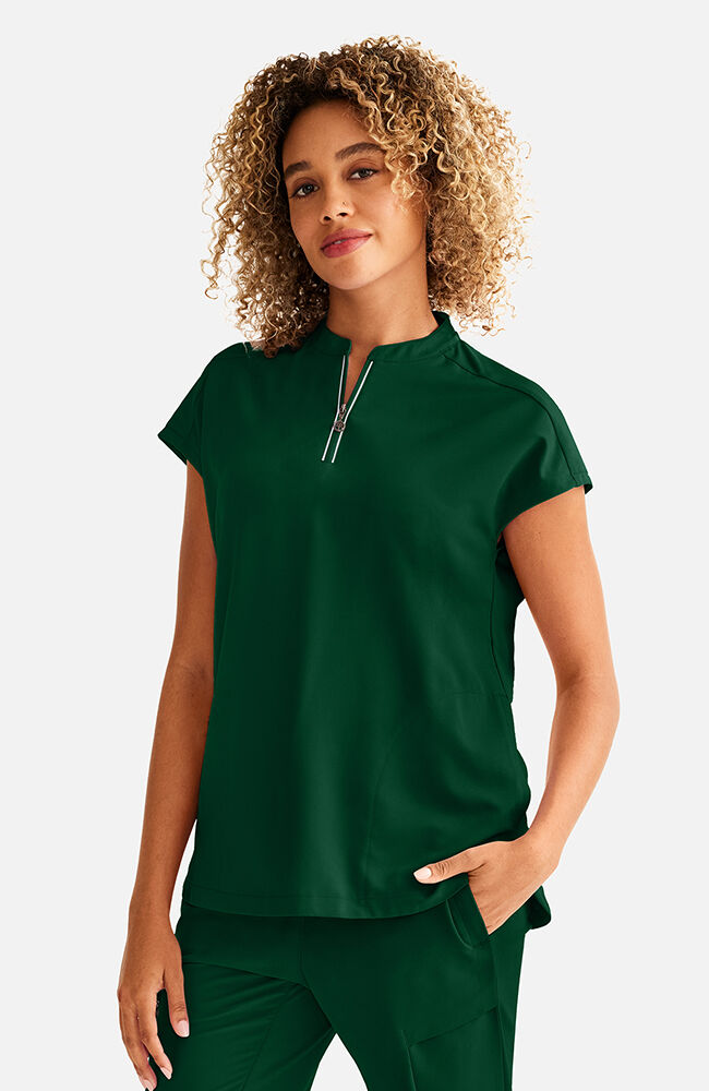 Women's Sandy Zip Mandarin Collar Scrub Top – Healing Hands