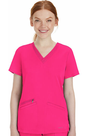 Women's Sunrise Uniforms Basic Classic scrubs set (Light top, Regular  trousers) hot pink