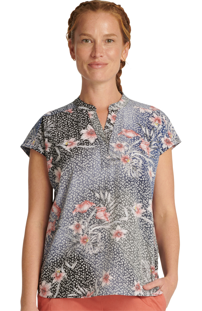 Purple Label by Healing Hands Women's Journey Touch Of Wild Print Scrub Top