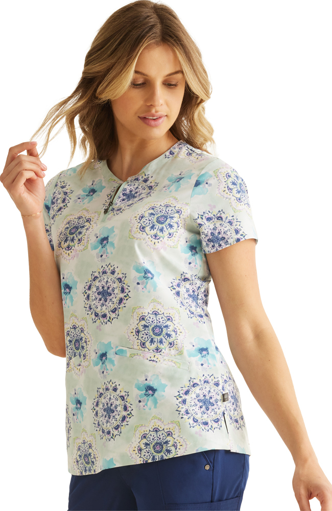 Women's Ivy Water Color Medallion Print Top | Healing Hands Scrubs